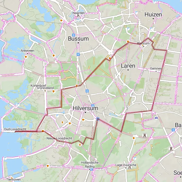 Miniatuurkaart van de fietsinspiratie "Gravelavontuur door 't Gooi" in Noord-Holland, Netherlands. Gemaakt door de Tarmacs.app fietsrouteplanner