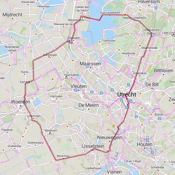 Miniatuurkaart van de fietsinspiratie "Historie en Natuur rondom Utrecht" in Noord-Holland, Netherlands. Gemaakt door de Tarmacs.app fietsrouteplanner