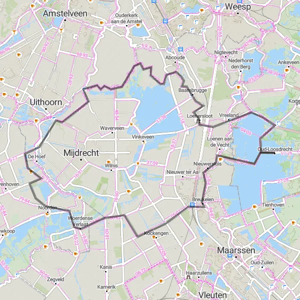 Miniatuurkaart van de fietsinspiratie "Rondje Breukelen en Vreeland" in Noord-Holland, Netherlands. Gemaakt door de Tarmacs.app fietsrouteplanner