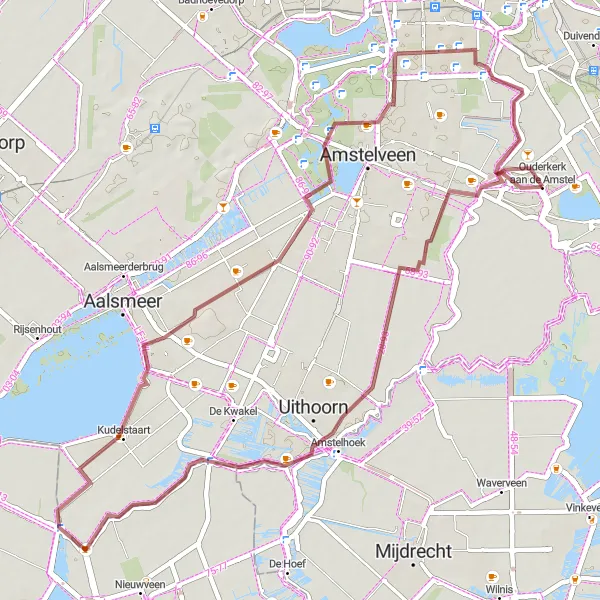 Miniatuurkaart van de fietsinspiratie "Avontuurlijke Graveltocht" in Noord-Holland, Netherlands. Gemaakt door de Tarmacs.app fietsrouteplanner