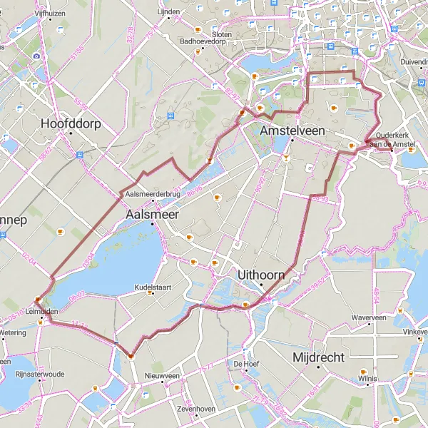 Map miniature of "Ouderkerk aan de Amstel - Vrouwenakker Gravel Loop" cycling inspiration in Noord-Holland, Netherlands. Generated by Tarmacs.app cycling route planner