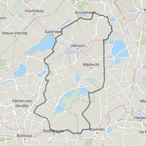 Map miniature of "Ouderkerk aan de Amstel - Weijland Road Loop" cycling inspiration in Noord-Holland, Netherlands. Generated by Tarmacs.app cycling route planner