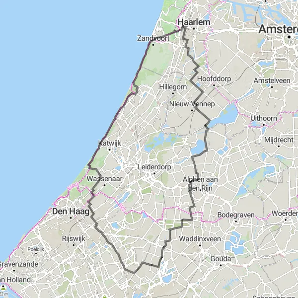 Map miniature of "The Scenic Loop" cycling inspiration in Noord-Holland, Netherlands. Generated by Tarmacs.app cycling route planner