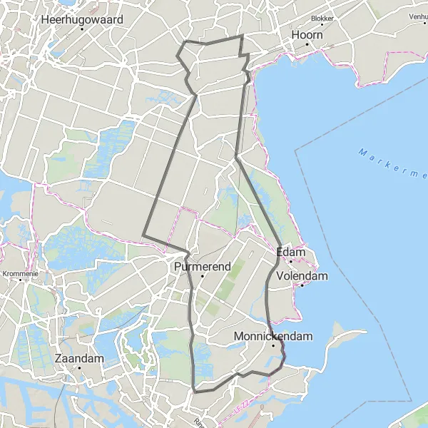 Map miniature of "Bobeldijk Circuit" cycling inspiration in Noord-Holland, Netherlands. Generated by Tarmacs.app cycling route planner