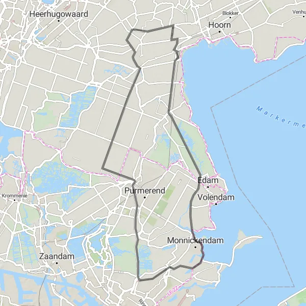 Miniatuurkaart van de fietsinspiratie "Natuurrijke route langs Vogelkijkscherm en Watergang" in Noord-Holland, Netherlands. Gemaakt door de Tarmacs.app fietsrouteplanner