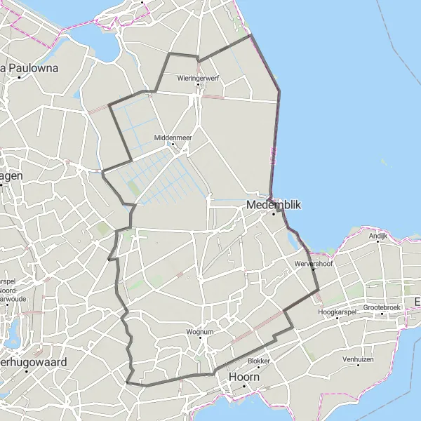 Map miniature of "Medemblik Loop" cycling inspiration in Noord-Holland, Netherlands. Generated by Tarmacs.app cycling route planner