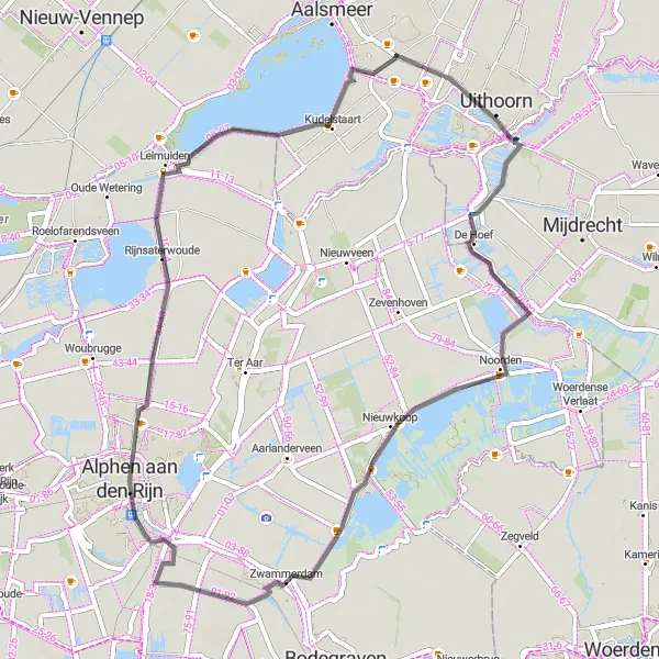 Map miniature of "De Hoef Loop" cycling inspiration in Noord-Holland, Netherlands. Generated by Tarmacs.app cycling route planner