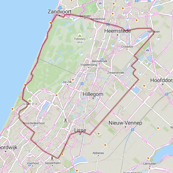 Miniatuurkaart van de fietsinspiratie "Spotter's Hill en Plattelandstochten" in Noord-Holland, Netherlands. Gemaakt door de Tarmacs.app fietsrouteplanner