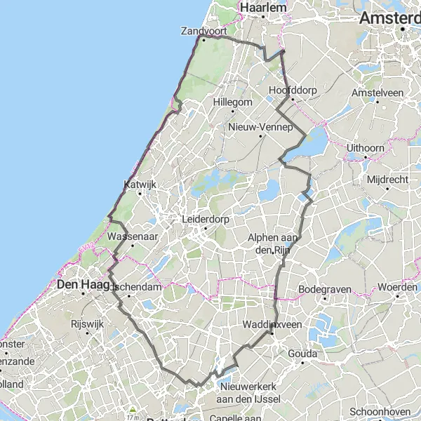 Map miniature of "Coastal Delight" cycling inspiration in Noord-Holland, Netherlands. Generated by Tarmacs.app cycling route planner