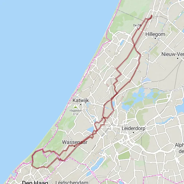 Map miniature of "Keukenhofmolen Gravel Loop" cycling inspiration in Noord-Holland, Netherlands. Generated by Tarmacs.app cycling route planner