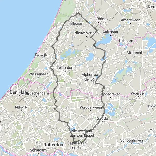 Miniatuurkaart van de fietsinspiratie "Uitdagende wegtocht naar Zoetermeer" in Noord-Holland, Netherlands. Gemaakt door de Tarmacs.app fietsrouteplanner