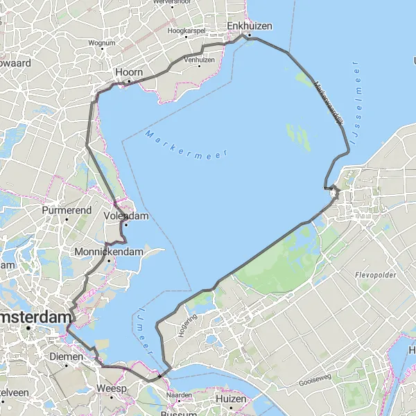 Map miniature of "Volendam and Cheesemaking Route" cycling inspiration in Noord-Holland, Netherlands. Generated by Tarmacs.app cycling route planner