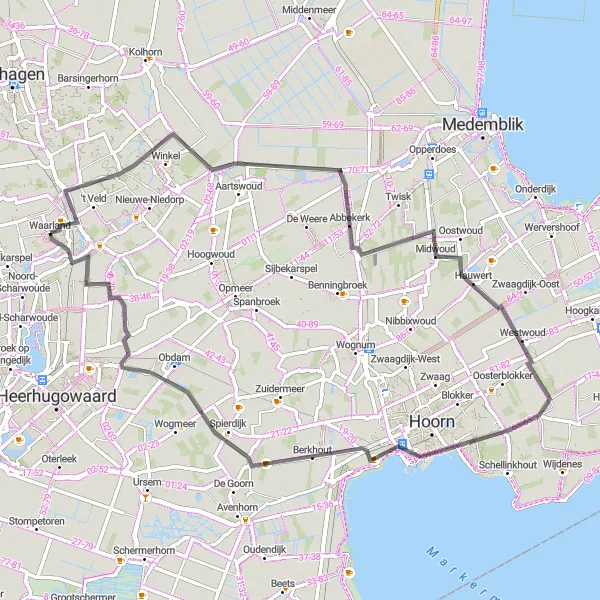 Map miniature of "Scenic Splendor of Noord-Holland" cycling inspiration in Noord-Holland, Netherlands. Generated by Tarmacs.app cycling route planner