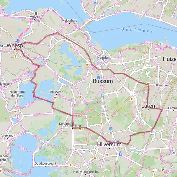 Miniatuurkaart van de fietsinspiratie "Graveltocht door Heuvels en Landgoederen" in Noord-Holland, Netherlands. Gemaakt door de Tarmacs.app fietsrouteplanner