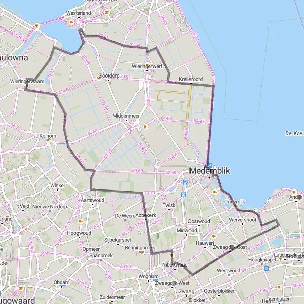 Map miniature of "Medemblik to Nieuwesluis" cycling inspiration in Noord-Holland, Netherlands. Generated by Tarmacs.app cycling route planner