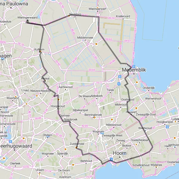 Map miniature of "The Countryside Tour" cycling inspiration in Noord-Holland, Netherlands. Generated by Tarmacs.app cycling route planner