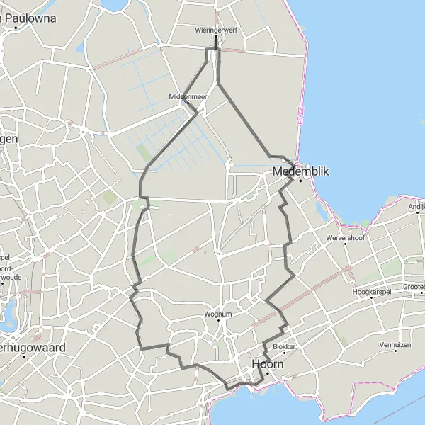 Map miniature of "Medemblik and Beyond" cycling inspiration in Noord-Holland, Netherlands. Generated by Tarmacs.app cycling route planner