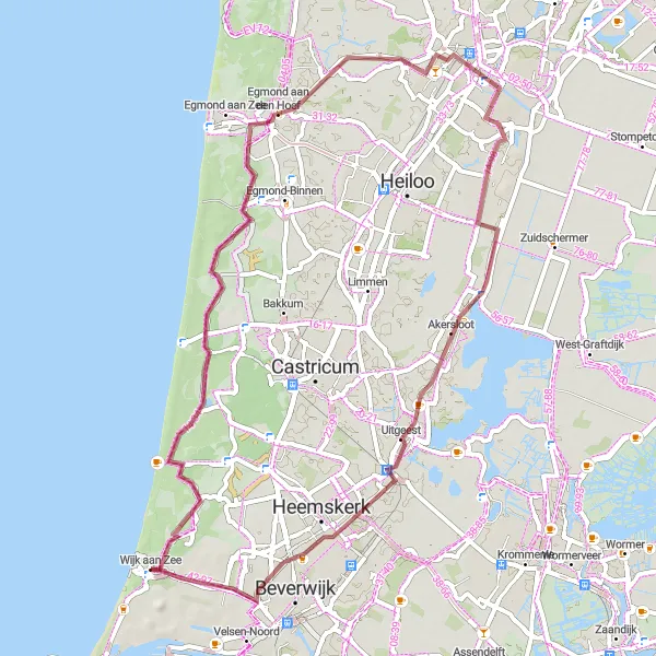 Map miniature of "Enchanting Gravel Adventure" cycling inspiration in Noord-Holland, Netherlands. Generated by Tarmacs.app cycling route planner