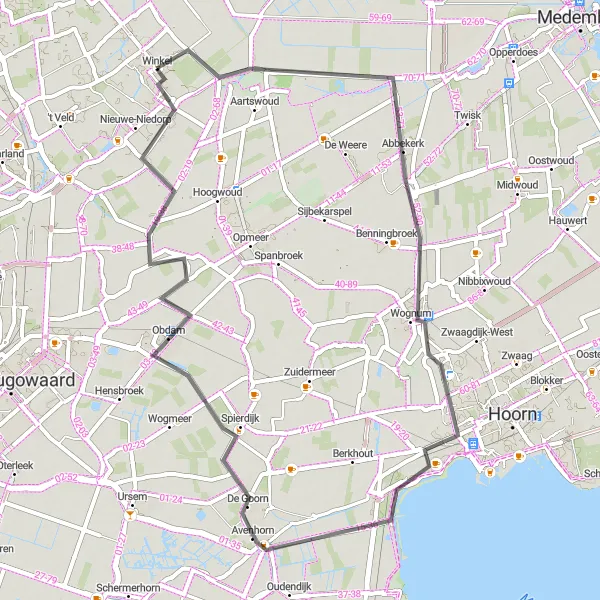 Map miniature of "Lambertschaag Exploration" cycling inspiration in Noord-Holland, Netherlands. Generated by Tarmacs.app cycling route planner