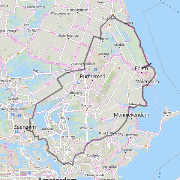 Map miniature of "Picturesque Countryside" cycling inspiration in Noord-Holland, Netherlands. Generated by Tarmacs.app cycling route planner