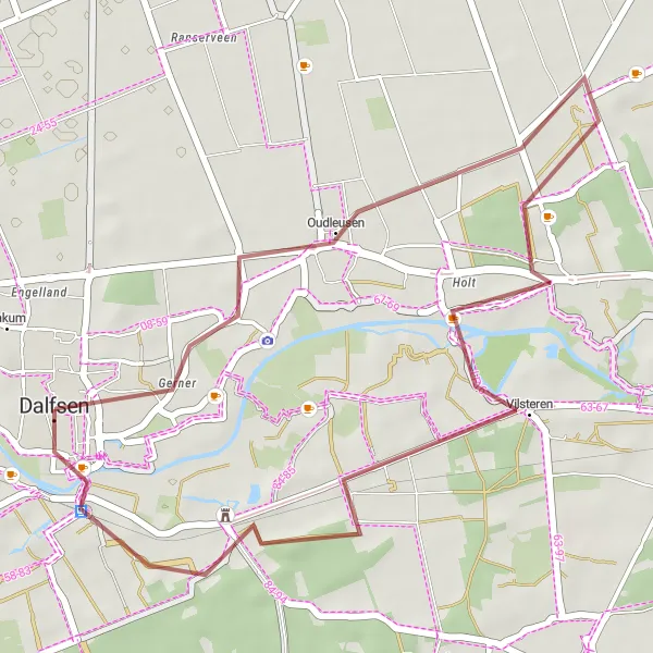 Map miniature of "Vilsteren Excursion" cycling inspiration in Overijssel, Netherlands. Generated by Tarmacs.app cycling route planner