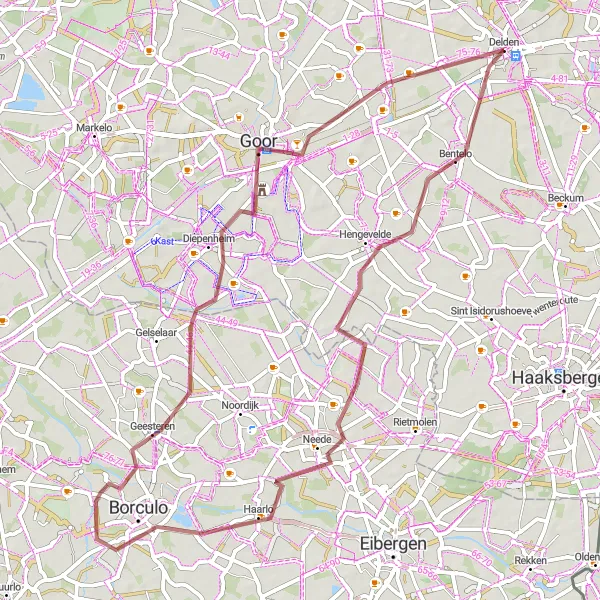 Miniatuurkaart van de fietsinspiratie "Kastelenroute door Twente" in Overijssel, Netherlands. Gemaakt door de Tarmacs.app fietsrouteplanner