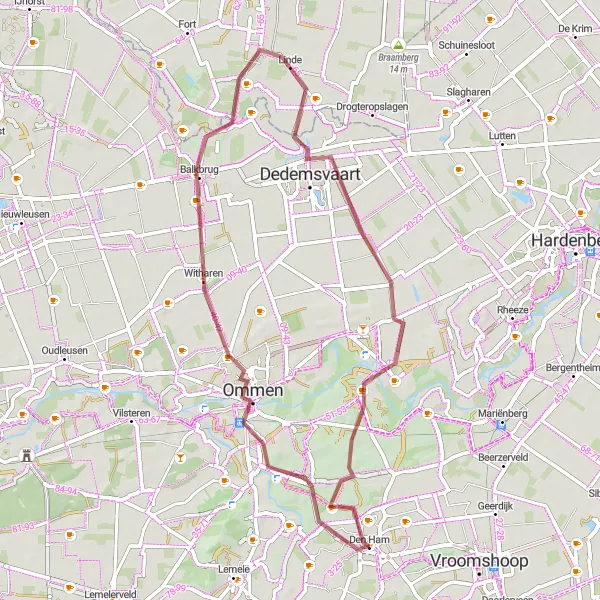 Map miniature of "Besthmenerberg and Waterschapsheuvel Gravel Route 2.0" cycling inspiration in Overijssel, Netherlands. Generated by Tarmacs.app cycling route planner