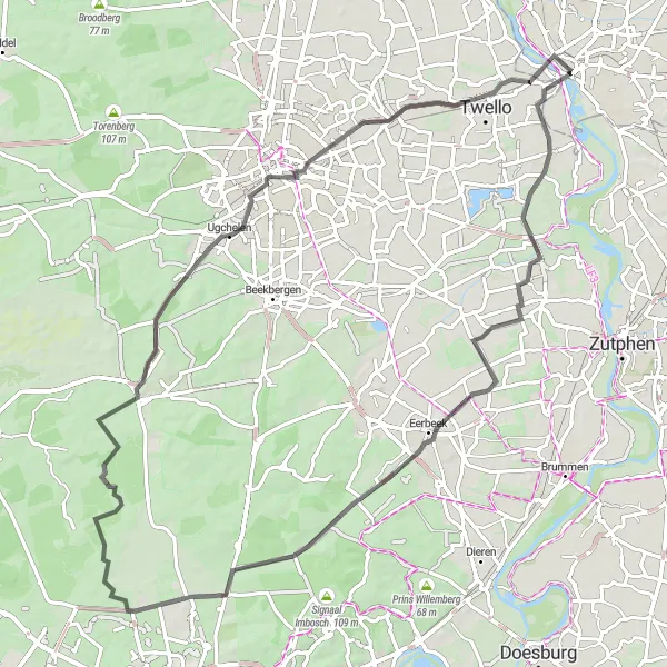 Miniatuurkaart van de fietsinspiratie "Fietsen door de Veluwe" in Overijssel, Netherlands. Gemaakt door de Tarmacs.app fietsrouteplanner