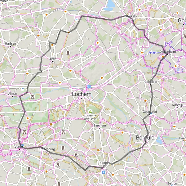 Map miniature of "Diepenheim and Beyond" cycling inspiration in Overijssel, Netherlands. Generated by Tarmacs.app cycling route planner