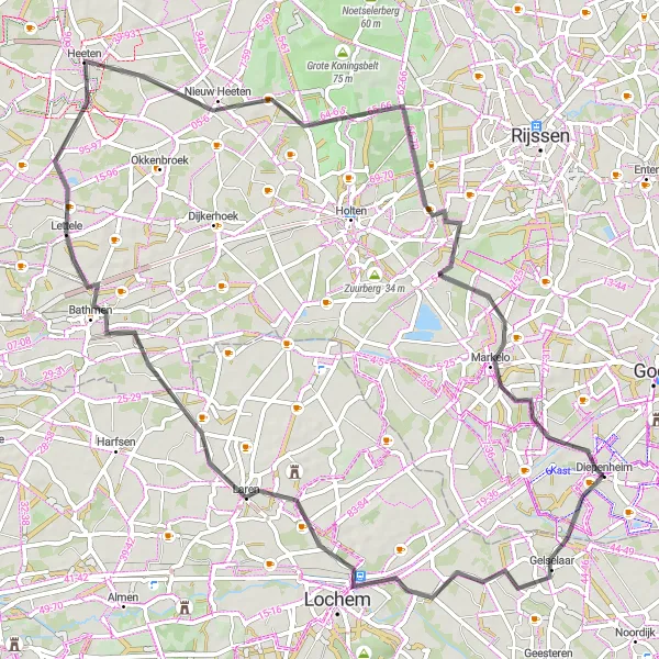 Map miniature of "Lochem Excursion" cycling inspiration in Overijssel, Netherlands. Generated by Tarmacs.app cycling route planner