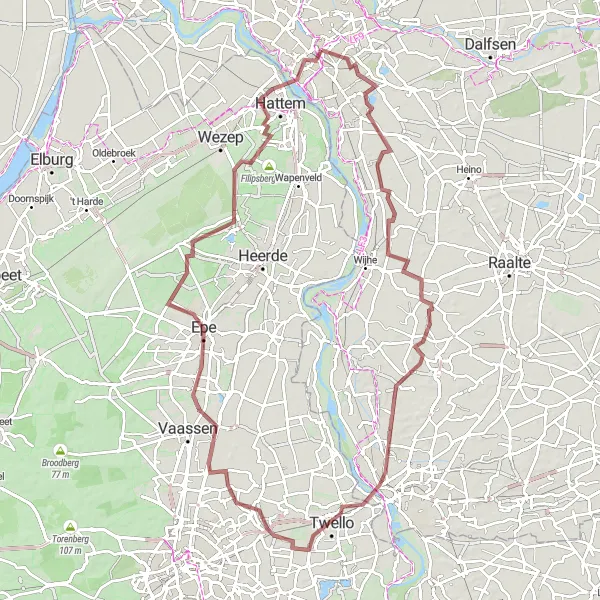 Map miniature of "The Gravel Adventure through Overijssel" cycling inspiration in Overijssel, Netherlands. Generated by Tarmacs.app cycling route planner