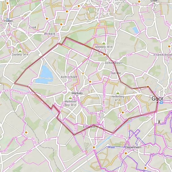 Map miniature of "Goor to Dingspelerberg Route" cycling inspiration in Overijssel, Netherlands. Generated by Tarmacs.app cycling route planner
