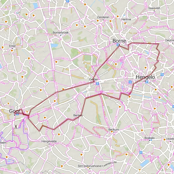 Miniatuurkaart van de fietsinspiratie "Ontdek de charme van Hengelo en Bentelo" in Overijssel, Netherlands. Gemaakt door de Tarmacs.app fietsrouteplanner