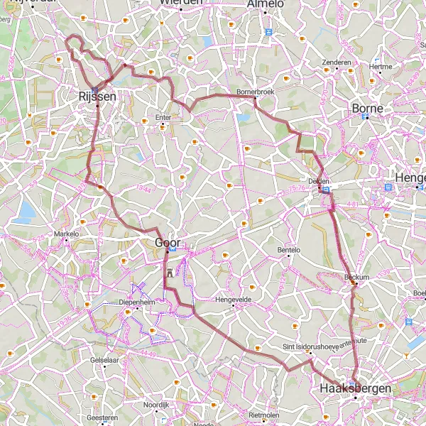 Map miniature of "Twente Hills Gravel Challenge" cycling inspiration in Overijssel, Netherlands. Generated by Tarmacs.app cycling route planner