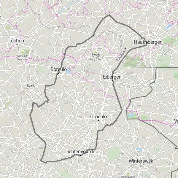 Map miniature of "Haaksbergen to Sint Isidorushoeve Loop" cycling inspiration in Overijssel, Netherlands. Generated by Tarmacs.app cycling route planner