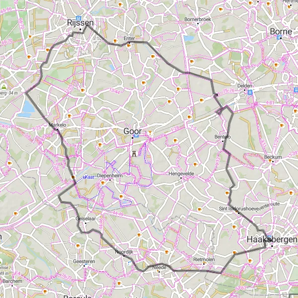 Miniatuurkaart van de fietsinspiratie "Twentse Heuvelrug Road Route" in Overijssel, Netherlands. Gemaakt door de Tarmacs.app fietsrouteplanner