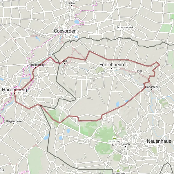 Map miniature of "Gravel Adventure in the Dutch-German Border Region" cycling inspiration in Overijssel, Netherlands. Generated by Tarmacs.app cycling route planner