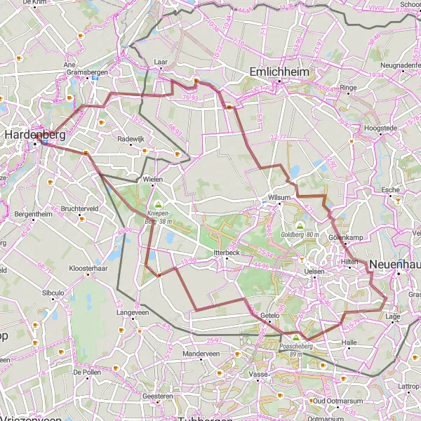 Map miniature of "Breath-Taking Gravel Adventure in Overijssel" cycling inspiration in Overijssel, Netherlands. Generated by Tarmacs.app cycling route planner