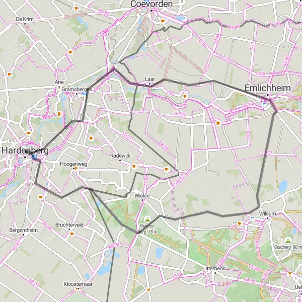 Map miniature of "Cultural Delights" cycling inspiration in Overijssel, Netherlands. Generated by Tarmacs.app cycling route planner