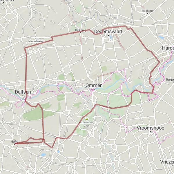 Miniatuurkaart van de fietsinspiratie "Kastelenroute door het Vechtdal" in Overijssel, Netherlands. Gemaakt door de Tarmacs.app fietsrouteplanner