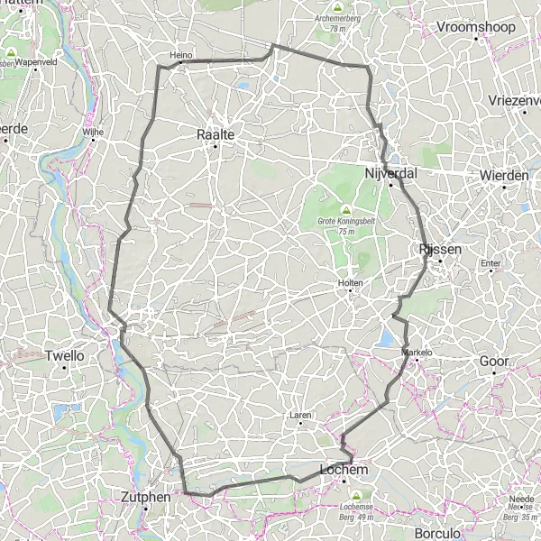 Map miniature of "The Countryside Explorer" cycling inspiration in Overijssel, Netherlands. Generated by Tarmacs.app cycling route planner