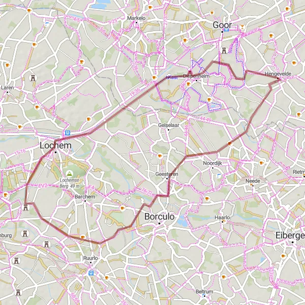 Map miniature of "Glorious Gravel Ride in Overijssel" cycling inspiration in Overijssel, Netherlands. Generated by Tarmacs.app cycling route planner