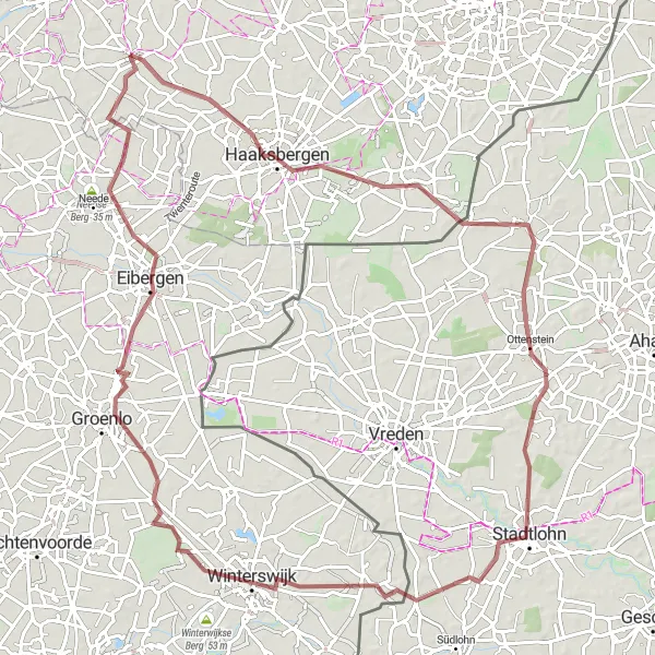 Map miniature of "Gronlo's Hidden Gems" cycling inspiration in Overijssel, Netherlands. Generated by Tarmacs.app cycling route planner