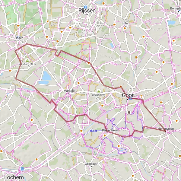 Map miniature of "Exploring the Land of Castles" cycling inspiration in Overijssel, Netherlands. Generated by Tarmacs.app cycling route planner