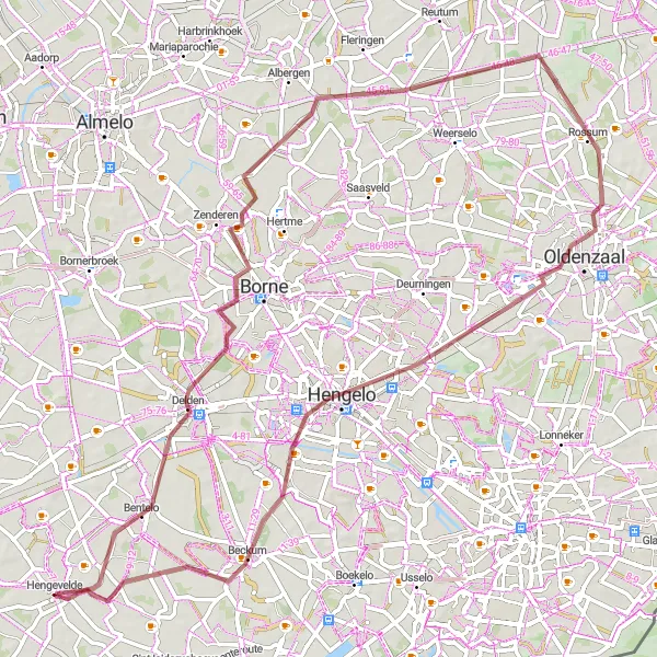 Map miniature of "Discovering the Twente Region" cycling inspiration in Overijssel, Netherlands. Generated by Tarmacs.app cycling route planner