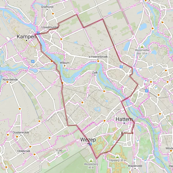 Map miniature of "The Bisschopswetering Gravel Route" cycling inspiration in Overijssel, Netherlands. Generated by Tarmacs.app cycling route planner