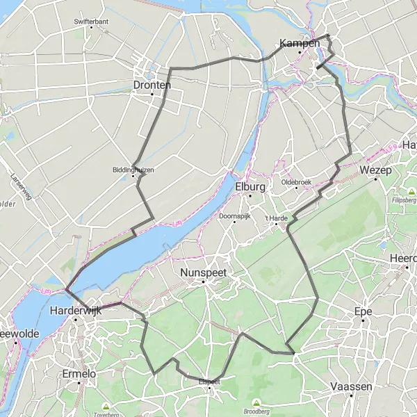 Map miniature of "Kampen - De Zande Loop" cycling inspiration in Overijssel, Netherlands. Generated by Tarmacs.app cycling route planner