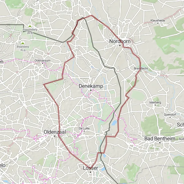 Miniatuurkaart van de fietsinspiratie "Gravelroute Losser - Nordhorn" in Overijssel, Netherlands. Gemaakt door de Tarmacs.app fietsrouteplanner