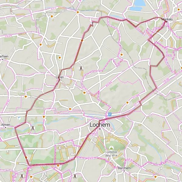 Miniatuurkaart van de fietsinspiratie "Scenic route naar Laren en Lochem" in Overijssel, Netherlands. Gemaakt door de Tarmacs.app fietsrouteplanner