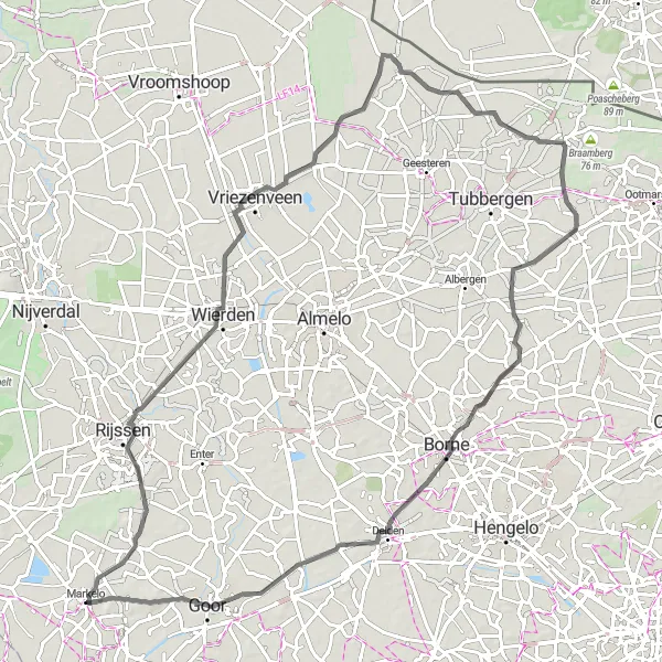 Map miniature of "Rijssen Loop" cycling inspiration in Overijssel, Netherlands. Generated by Tarmacs.app cycling route planner